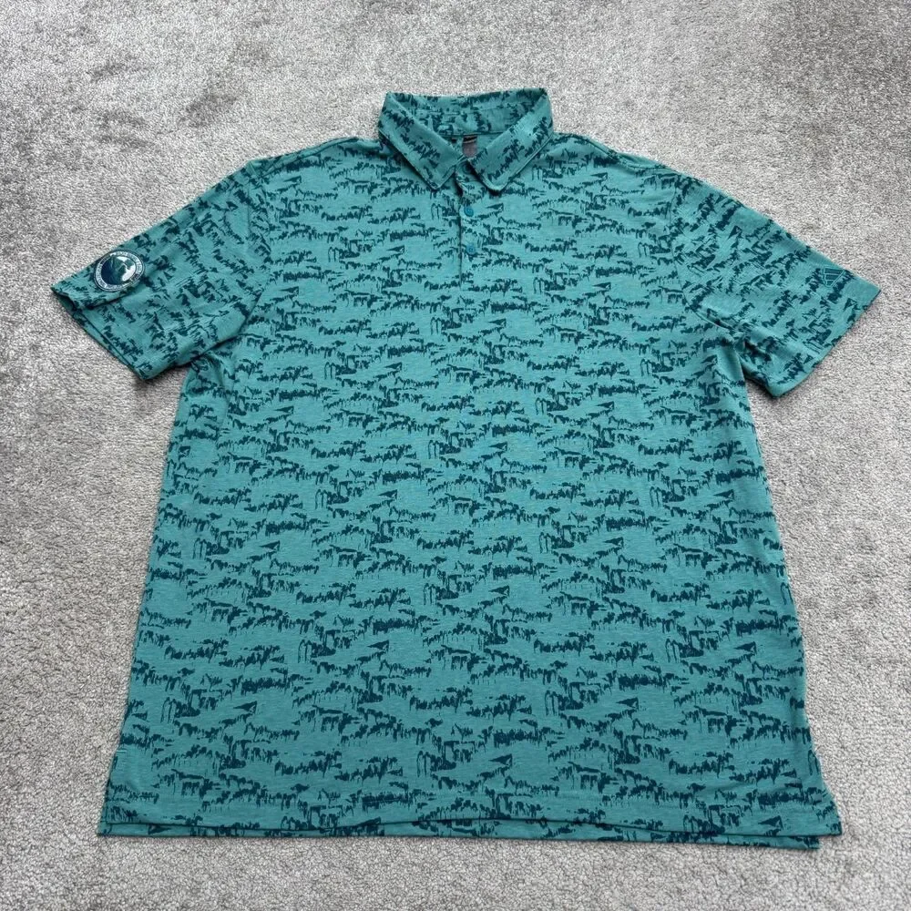 Adidas Abstract Double Eagle Pro-Am Polo Shirt Men Large Green Short Sleeve Golf